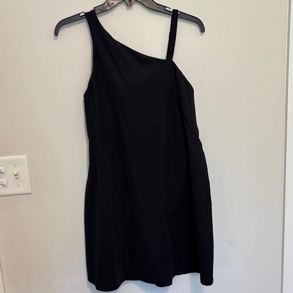 Athletic Black One-Shoulder Dress w/ Built in Shorts